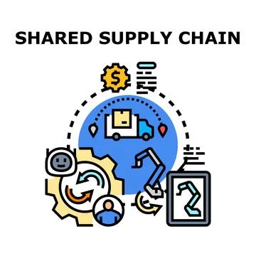 Shared supply chain network integrating logistics automation and technology Stock Illustration