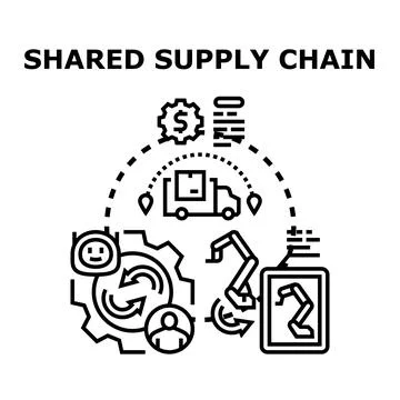 Shared supply chain network integrating logistics automation and technology Stock Illustration