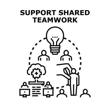 Shared teamwork and collaboration supporting business idea development Stock Illustration