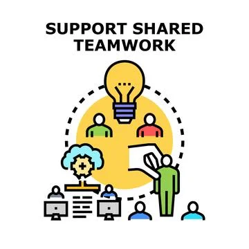 Shared teamwork and collaboration supporting business idea development Stock Illustration