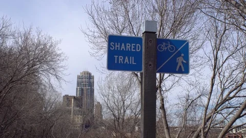 Shared Trail Sign Stock Footage 73941892