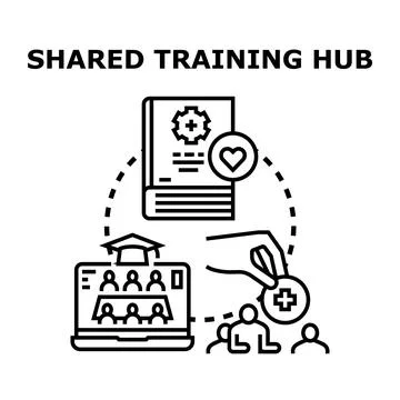 Shared training hub concept for education and development Stock Illustration