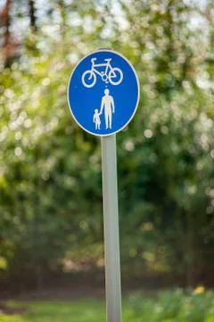 Shared use cycle and pedestrian route sign, in a rural setting, UK Stock Photos
