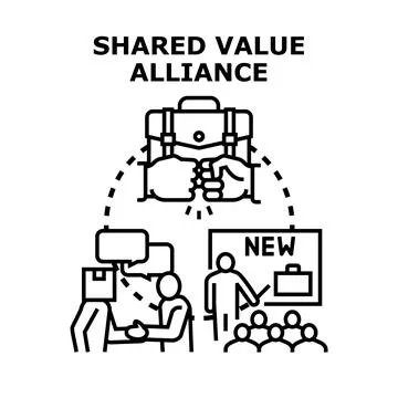 Shared value alliance building collaborative business partnerships Ilustración de archivo