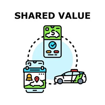 Shared value network connecting car sharing service app イラスト素材
