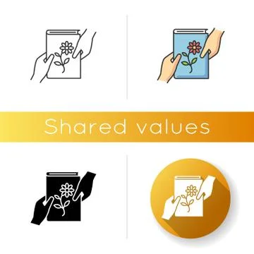 Shared values icon. Linear black and RGB color styles. Common interests, frie Stock Illustration