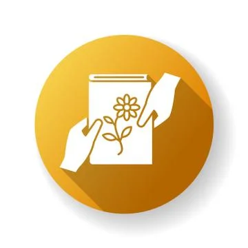 Shared values yellow flat design long shadow glyph icon. Common interests, fr Stock Illustration
