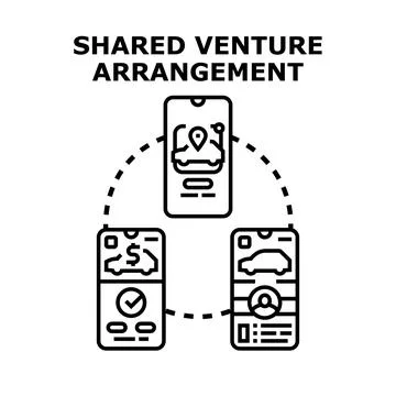 Shared venture arrangement concept for ridesharing service Stock Illustration