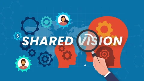 Shared vision concept animation. gears and Silhouette of a human head Stock Footage 304663844