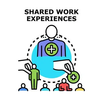 Shared work experiences concept with collaboration and support Stock Illustration