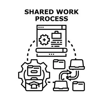 Shared work process concept for business collaboration イラスト素材