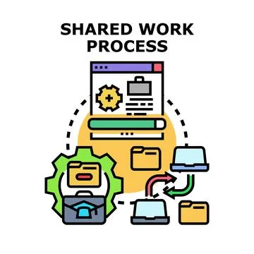 Shared work process concept for business collaboration イラスト素材