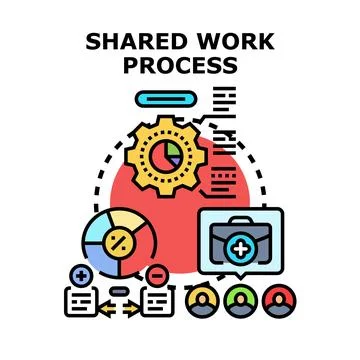 Shared work process management with team collaboration Stock Illustration