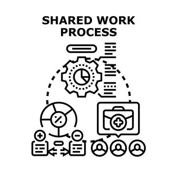 Shared work process management with team collaboration Stock Illustration