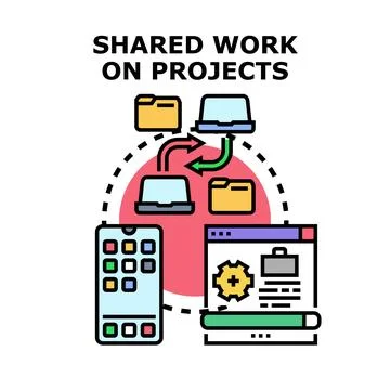 Shared work on projects concept for collaboration 스톡 일러스트