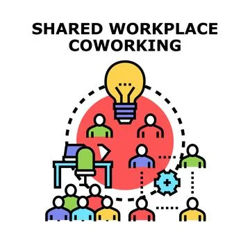Shared workplace coworking concept developing business ideas 스톡 일러스트