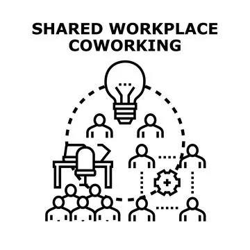 Shared workplace coworking concept developing business ideas 스톡 일러스트