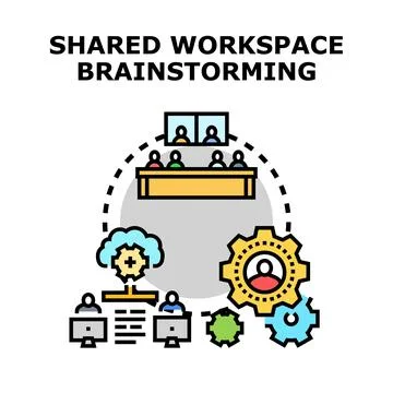 Shared workspace brainstorming team business meeting concept Stock Illustration