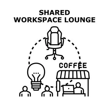 Shared workspace lounge for remote work concepts Stock Illustration