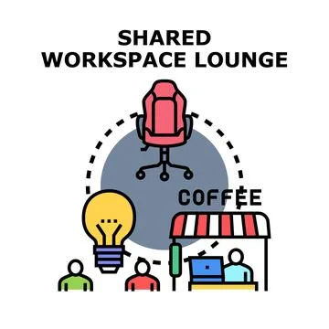 Shared workspace lounge for remote work concepts Stock Illustration