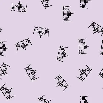 Shared workspace table hybrid work line seamless pattern Stock Illustration