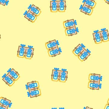 Shared workspace table hybrid work vector seamless pattern Stock Illustration