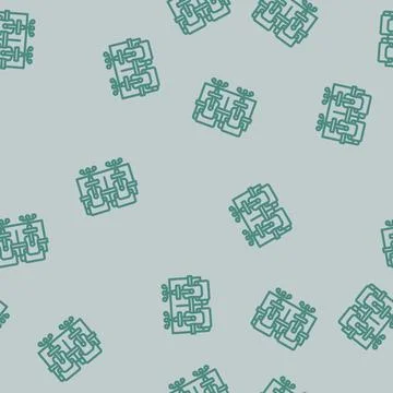 Shared workspace table hybrid work line vector seamless pattern Stock Illustration