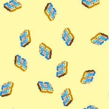 Shared workspace table hybrid work isometric icon seamless pattern Stock Illustration