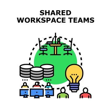 Shared workspace teamwork concept for business organization Stock Illustration