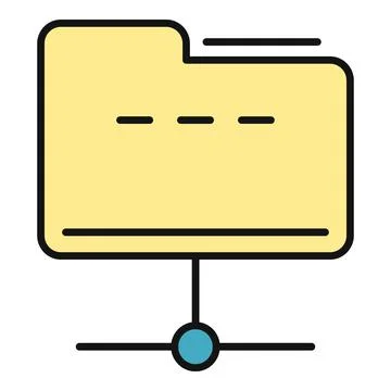 Shared yellow folder network data connection icon Stock Illustration
