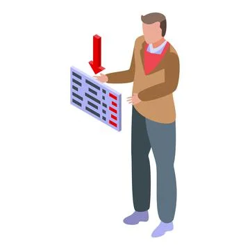 Shareholder decrease icon, isometric style Illustrazione stock