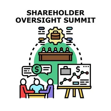 Shareholder oversight summit concept discussing finance Stock Illustration
