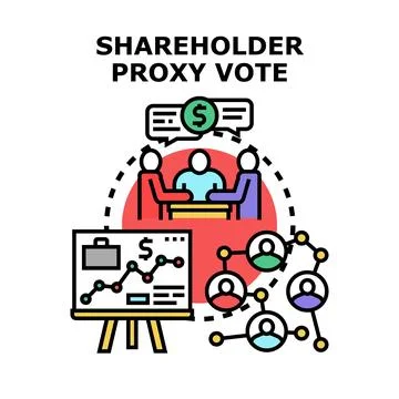 Shareholder proxy voting at corporate meeting concept 库存插图