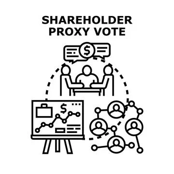 Shareholder proxy voting at corporate meeting concept 库存插图