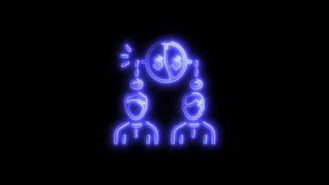 Shareholders Outline Icon in HD Video Neon Animation  Finance and Business Video stock 304374412
