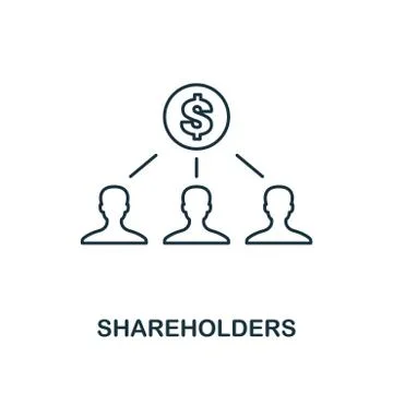 Shareholders outline icon. Thin line element from crowdfunding icons collection Stock Illustration