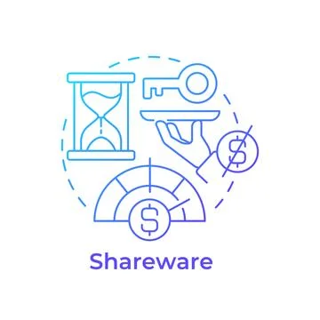 Shareware blue gradient concept icon Stock Illustration