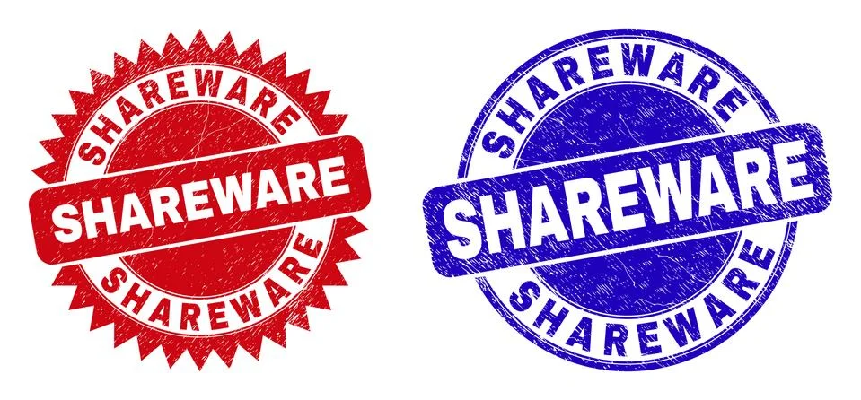 SHAREWARE Round and Rosette Watermarks with Distress Surface Stock Illustration