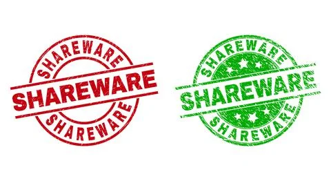 SHAREWARE Round Watermarks Using Unclean Texture Stock Illustration