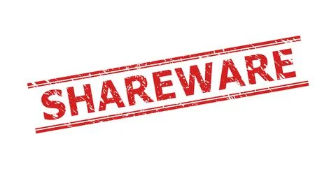 SHAREWARE Stamp Seal with Scratched Texture and Double Parallel Lines Stock Illustration