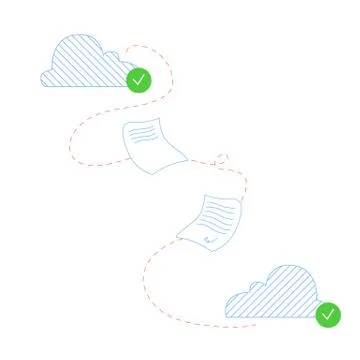 Sharing and storage of documents online. Stock Illustration