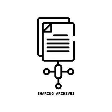 Sharing archives icon. Thin linear sharing archives outline icon isolated on Stock Illustration