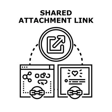 Sharing attachment link for digital communication and network Stock Illustration