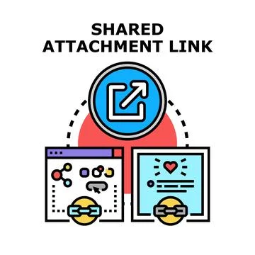 Sharing attachment link for digital communication and network Stock Illustration