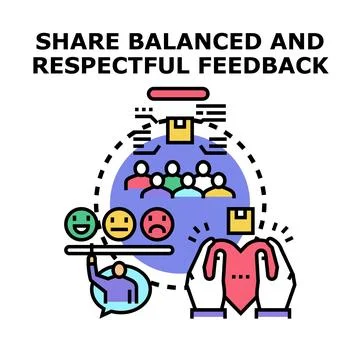 Sharing balanced and respectful feedback concept icon vector Stock Illustration