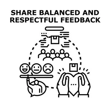 Sharing balanced and respectful feedback concept icon vector Stock Illustration