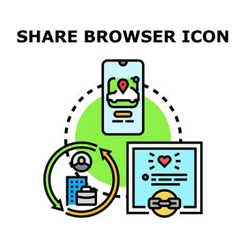Sharing browser content and digital connection process Stock Illustration