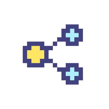 Sharing button with dots pixelated RGB color ui icon Stock Illustration