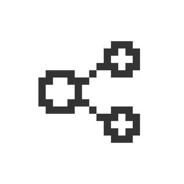 Sharing button with dots pixelated ui icon Stock Illustration
