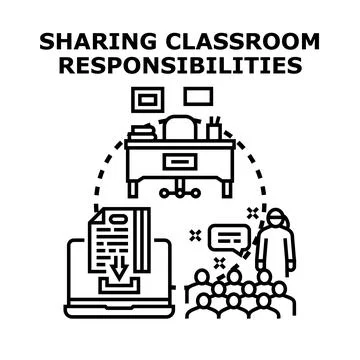 Sharing classroom responsibilities and educational duties Stock Illustration